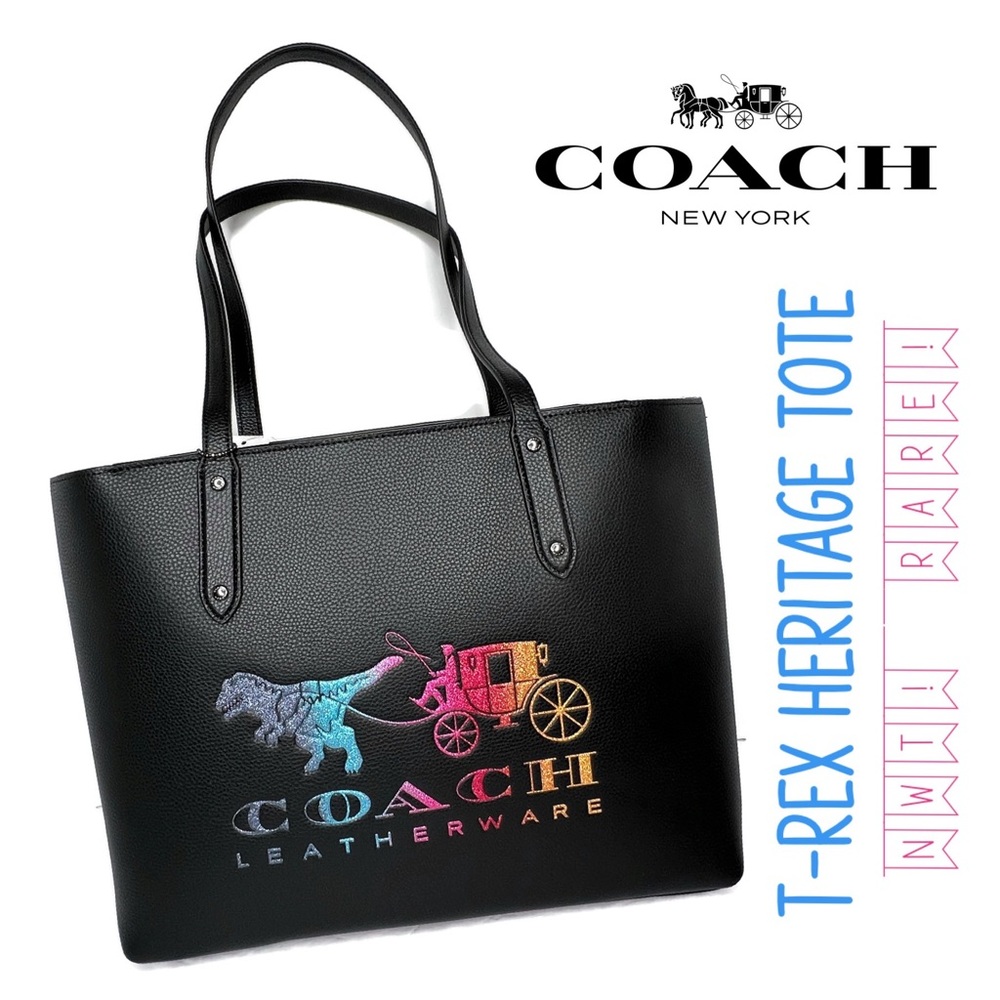 Coach Rexy T-Rex Heritage Carriage Ombré Multi-Colored Central Tote Rare Bag NWT - Picture 10 of 10